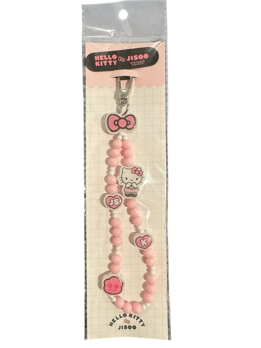 NEW Official Sanrio Hello Kitty x Jisoo Beaded Mobile Phone Strap/Charm Pink